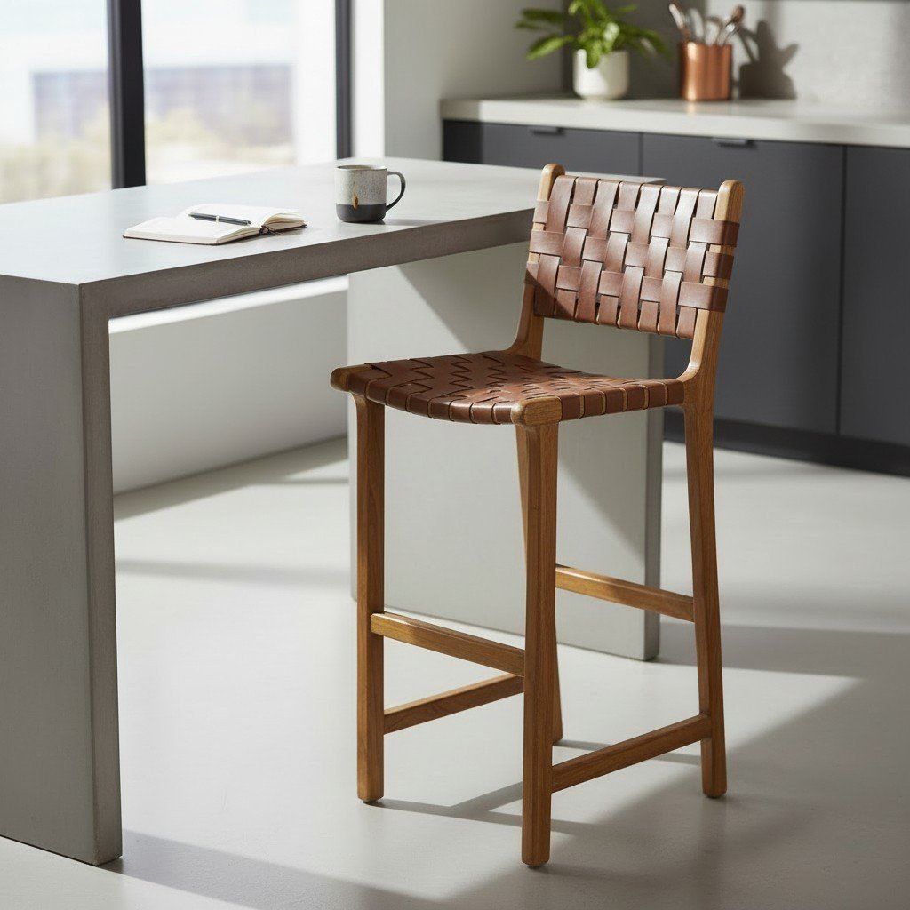 2022/12/1001250722.jpg LEATHER BAR CHAIR| BROWN - Image 1