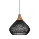 WABI-SABI RATTAN & WOOD PENDANT LIGHT| BLACK