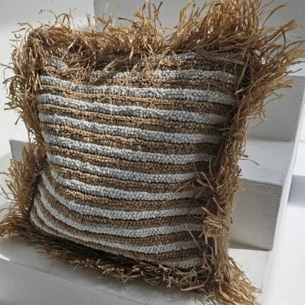 RAFFIA STRIPPED CUSHION COVER| 50×50CM
