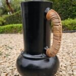ADORA VASE WITH RATTAN HANDLES| BLACK - Image 5