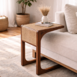 NISA CANE & WOOD SIDE TABLE