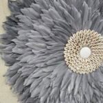 GREY JUJU FEATHER WALL DECOR| COWRIE SHELLS - Image 5