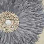 GREY JUJU FEATHER WALL DECOR| COWRIE SHELLS - Image 3